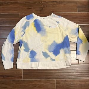 Champion cute purple and yellow watercolor patterned crewneck